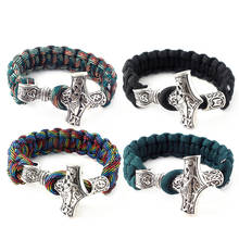 20Pcs wholesale Norse Viking Bracelet Thor Hammer Mjolnir Amulet Rune Knot Scandinavian Rope Chain Bangles For Men Jewelry 2024 - buy cheap