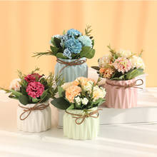 Flores hortências artificiais de seda 5 cabeças, buquê de flores de casamento para casa jardim casa festa de casamento decoração 2024 - compre barato