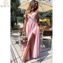 Walk Beside You Simple Evening Dresses Cheap High Quality Satin Split Sweetheart Long Off Shoulder A Line Prom Party Formal Gown 2024 - buy cheap
