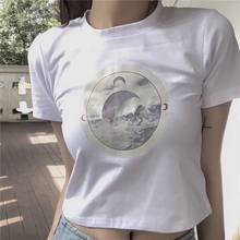 Camiseta feminina manga curta vintage, estética do verão, camisa punk ulzzang 2024 - compre barato