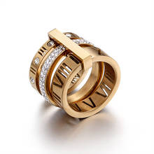 Anillo redondo multicapa de acero inoxidable para hombre y mujer, diseño de exageración, joyería para dedo, anillos de circonia cúbica 2024 - compra barato
