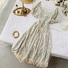 Sannian Women Dress French Elegant Fairy Dress Chic Gentle And Sweet Retro Lace Dresses High Waist Floral Dresses Women Clothes 2024 - buy cheap