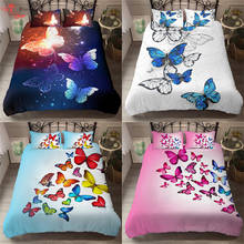 Homesky Glowing Butterflies Bedding Sets 3D luxury Colorful Duvet Cover Bedding Set Flying Butterfly Bed Cover Bedclothes 2024 - buy cheap