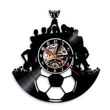 Soccer Team Champion Wall Art Decor Clock Vintage Vinyl Record Wall Clock Modern Design Football Sport Theme Art Clock 2024 - buy cheap