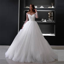Vestido de noiva brilhante branco, fantástico, vestido de baile para mulheres, mangas compridas, modernos, princesa, vestido de noiva, jardim, igreja, 2021 2024 - compre barato