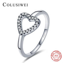 Colusiwei Fashion 925 Sterling Silver Romantic Retro Zircon Hollow Out Heart Shape Ring for Woman Female Party Delicate Jewelry 2024 - buy cheap