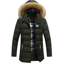 Thick Warm Parka Men Fur Collar Hood Men Winter Jacket Coat Fashion Windbreaker Medium-long Men Winter Coat HX028 2024 - buy cheap