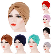 Forehead Cross Women Muslim Hijab Caps solid color Indian wrap inner hijabs cap ready to wear elastic Chemo Hood turban bonnet 2024 - buy cheap