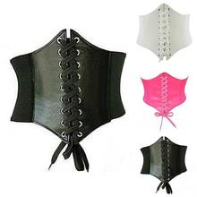 PU Faux Leather Elastic Vintage Corset Women's Belts ultra Plus Wide  Shirt Corset Body Front Tie up Girl Clothes Decoration 2024 - buy cheap