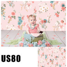 Flowers Pattern On Pink Background Girl Baby Kid Photo Booth Backdrop Photography Studio Portrait Trendy Country Style Wallpaper 2024 - buy cheap