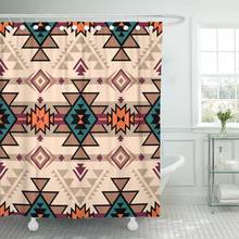 Cortina de banho étnica abstrata, estilo retrô navajo, aztec, fantasia, geométrica, à prova d'água, 60x72 polegadas, conjunto com ganchos 2024 - compre barato