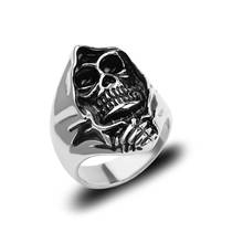 Cool Mens Boys Vintage Gothic Punk Ring Stainless Steel Biker  Indian Jaguar Warrior Skull Handmade Exaggeration Jewelry 2024 - buy cheap
