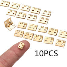 10Pcs Brass Plated Mini Hinge Small Decorative Jewelry Wooden Box Cabinet Door Hinges With Nails Dollhouse Furniture Acc 2024 - buy cheap