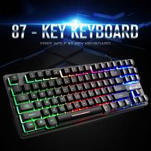 K16 87 teclas teclado mecânico do jogo para gamer computador portátil tablet desktop teclado com fio mecânico com luz de fundo rgb 2024 - compre barato