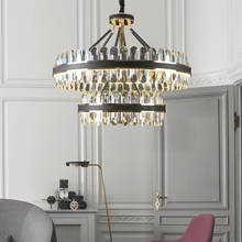 LED luxury living room crystal chandelier modern designer creative leather restaurant chandelier bedroom lamps 2024 - buy cheap