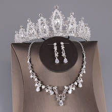 Joyería de lujo para mujer, accesorio para el cabello, tiara de corona de diamantes de imitación de cristal, conjunto de collar y pendientes para novia, conjuntos de joyería VL 2024 - compra barato