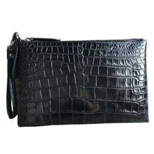 Hongsen bolsa de mão de crocodilo masculina, bolsa de mão de couro de crocodilo com barriga, bolsa de mão de alta capacidade masculina, bolsa de mão de crocodilo 2024 - compre barato