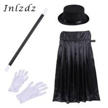 Kids Magician Wizard Cosplay Games Costume Kiddie Boys Halloween Outfit Cape Hat Magic Wand Gloves Set for Role Play Choir Stage 2024 - buy cheap