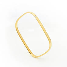 Pulseira de pedra cz retângulo geométrico dourado aço inoxidável, pulseira, joia, presente para mulheres 2024 - compre barato