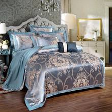 Juego de ropa de cama de seda de algodón satinado, Jacquard de lujo, 21 estilos, juego de fundas de edredón, Sábana de cama, fundas de almohada, tamaño Queen y King, 4 Uds. 2024 - compra barato