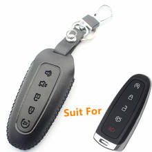 XIEAILI Genuine Leather 5Button Remote Smart Key Case Cover For Ford Edge/Explorer/Escape/Flex K44 2024 - buy cheap