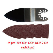 Lixa triângulo de gancho e laço, 25 peças, 81mm de oscilação, multi ferramenta de lixamento, sortido, 60/80/120/180 /240, lixa 2024 - compre barato
