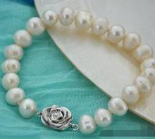 Free shipping  new hot Chic 8" 10mm white round fresh water pearl bracelet 2024 - buy cheap