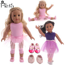 Boneca de balé com vestido e lantejoulas, sapato de dança para boneca americana de 18 tamanhos e 43cm, bebê nascido de nossa geração, presente de brinquedo para meninas de aniversário 2024 - compre barato