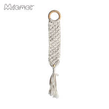 Miamor mini anel de madeira, boho makramy, design interior de fibra de rama, arte de apanhador de sonhos para casa, decoração, acessórios de presente 2024 - compre barato