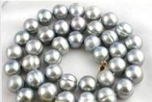 17" AAA+ 9-10MM South Sea gray Baroque Pearl Necklace 14k Clasp 2024 - buy cheap