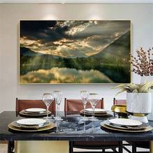 Pintura en lienzo de paisaje moderno, carteles e impresiones de montañas y Lago, imágenes artísticas de pared para sala de estar, decoración del hogar sin marco 2024 - compra barato