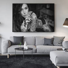Arte de pintura de tela feminina sexy inked, arte de parede para sala de estar decoração de casa (sem moldura) 2024 - compre barato