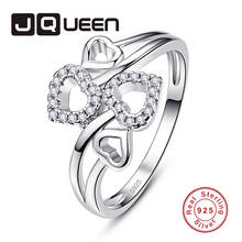 Jqueen feminino quatro coração anel de casamento anel de prata 925 conjunto de pavimentação jóias cz zircon cristal bijoux femme 2024 - compre barato