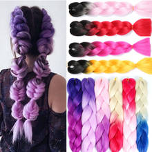 Ombre Jumbo Braids Hair 24inch 100g Synthetic Crochet Braids Hair Extensions Fiber For Women pink Green Red Blond Mixed color 2024 - buy cheap