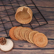 6Pcs Drink Coasters Kungfu Tea Accessories Placemat Dish Mat Rattan Cup Dia 8cm Round Tableware Dish Mat Rattan Weave Cup Mat 2024 - buy cheap
