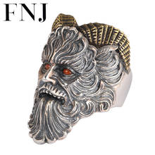 FNJ Satan Rings 925 Silver Adjustable Size Open Popular S925 Solid Silver Ring for men Jewelry Fine Red Agate 2024 - buy cheap