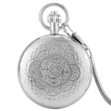High-Quality Silver Copper Shell Pocket Watch Mechanical Automatic Necklace Pendant Clock Arabic Digital Dial Birthday Presents 2024 - buy cheap