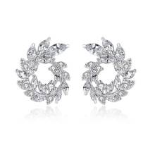 SIPENGJEL Trendy Wahte Zircon Flower Stud Earrings Shining Crystal Plant Earring For Women And Girls Party Jewelry 2021 2024 - buy cheap