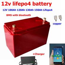 Waterproof 12V 100Ah 120Ah 130Ah 150Ah Lifepo4 battery BMS with bluetooth for 1200w solar system motor home boat RV +10A charger 2024 - buy cheap