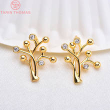 6PCS 17*16MM 24K Gold Color Plated Brass With zircon tree Branch Charms Pendants High Quality Diy Jewelry Findings Accessories 2024 - buy cheap