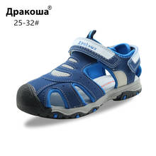 Apakowa/летние спортивные сандалии-гладиаторы с закрытым носком для маленьких мальчиков; Детская быстросохнущая пляжная прогулочная обувь для мальчиков на липучке 2024 - купить недорого