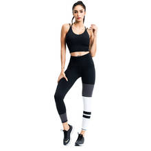 LUKITAS Yoga Set Women Gym Yoga Sets Sport Bra+Pant Sportswear Patchwork Striped High Elastic Breathable Running Sport Suit XL 2024 - buy cheap