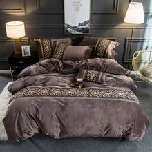 Velvet Flannel Soft Warm Duvet Cover Set with Chic Embroidery Lace Queen King size 4Pcs Bedding Set with Fitted/Flat Bed sheets 2024 - buy cheap