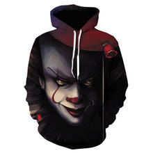 2020 moda 3d impressão de pêlo vermelho palhaço impresso com capuz moletom mais recente homem legal hip hop com capuz moda joker hoodies dos homens 2024 - compre barato