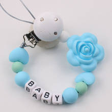 Personalized Name Flower Silicone Beads Pacifier Holder Clip Chain DIY Teething Clip Chain Dummy Clips 2024 - buy cheap