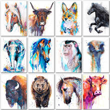 Bordado de diamantes redondos 5D, pintura de animales, vaca, caballo, elefante, avestruz, mosaico de diamantes cuadrado completo 2024 - compra barato