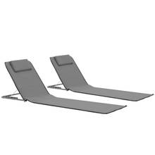 Simple Foldable Beach Mats Grey Sun Lounger 2pcs Beach Chair for Campsite Terrace Adjustable Garden Chairs with Storage Pocket 2024 - buy cheap