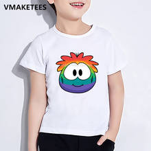 Meninas e meninos verão manga curta t camisa crianças kc22 clube pinguim arco-íris puffle cartoon print camiseta engraçado roupas de bebê 2024 - compre barato