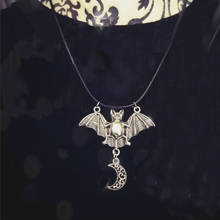 Bat and moon necklace gothic magic Handmade jewelry Fashion Pendant men women gift classics statement Halloween Dark new 2020 2024 - buy cheap