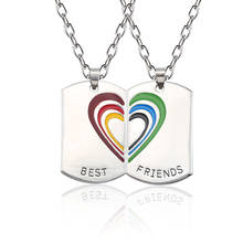 New Fashion Best Friend Necklace Square Pendant Necklace Female Broken Heart BFF Rainbow Necklace Creative Souvenir Gift 2024 - buy cheap